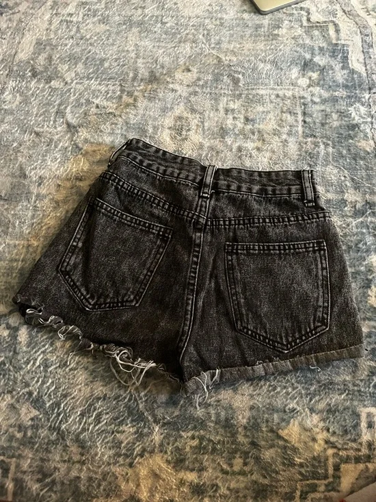 Distressed Black Denim High-Waist Women’s Shorts - Picture 2 of 2
